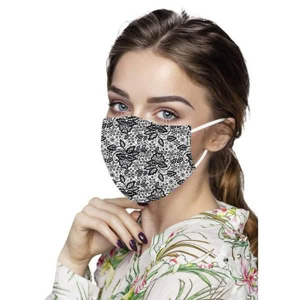 Masque jetable papillon dentelle florale