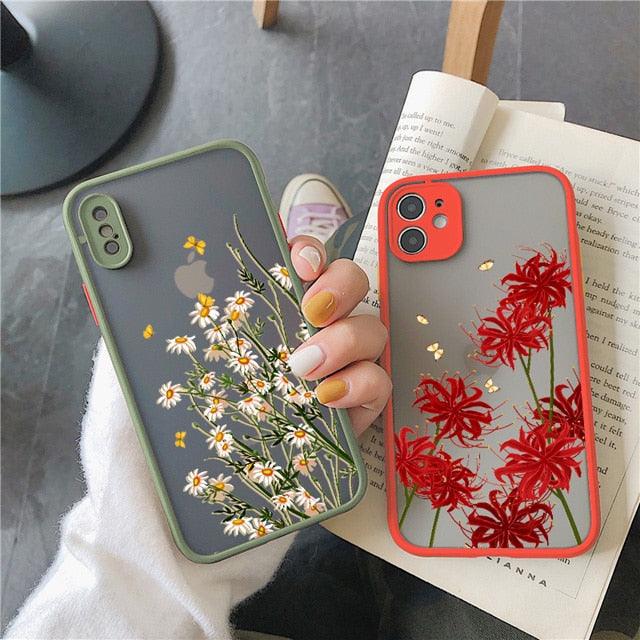 Coque de téléphone Lavande Papillon pour iPhone 13 mini 14 pro max, Coque rigide antichoc, Motif floral, Protection d'objectif intégrée, Beau design, Coque arrière transparente pour iPhone