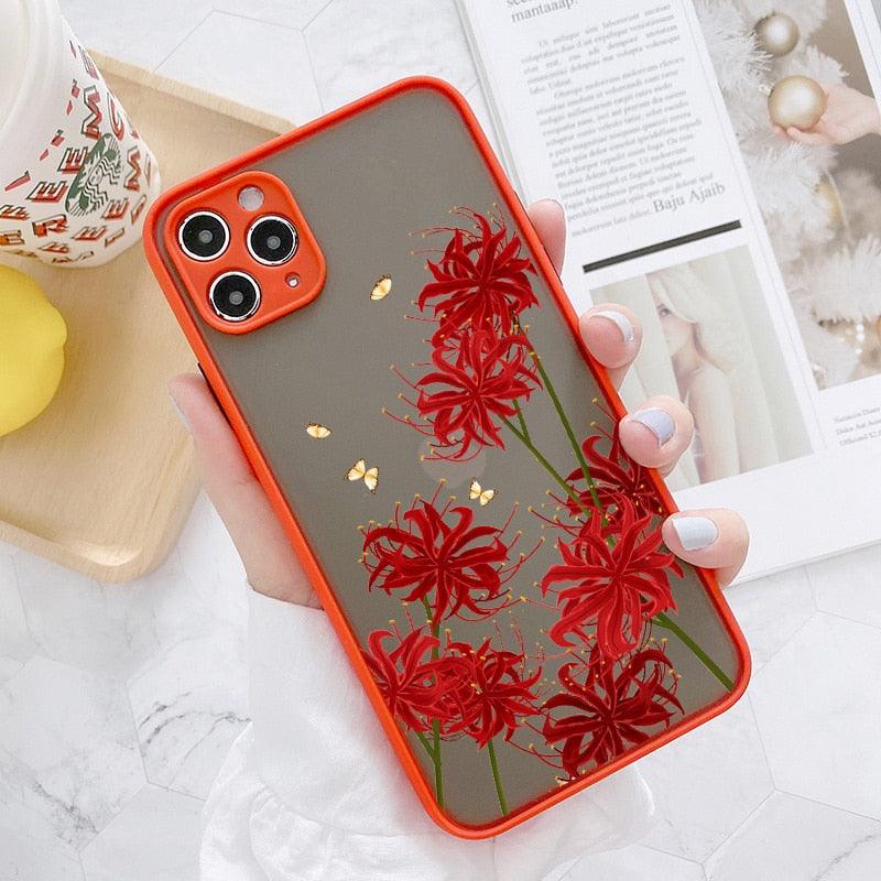 Coque de téléphone Lavande Papillon pour iPhone 13 mini 14 pro max, Coque rigide antichoc, Motif floral, Protection d'objectif intégrée, Beau design, Coque arrière transparente pour iPhone