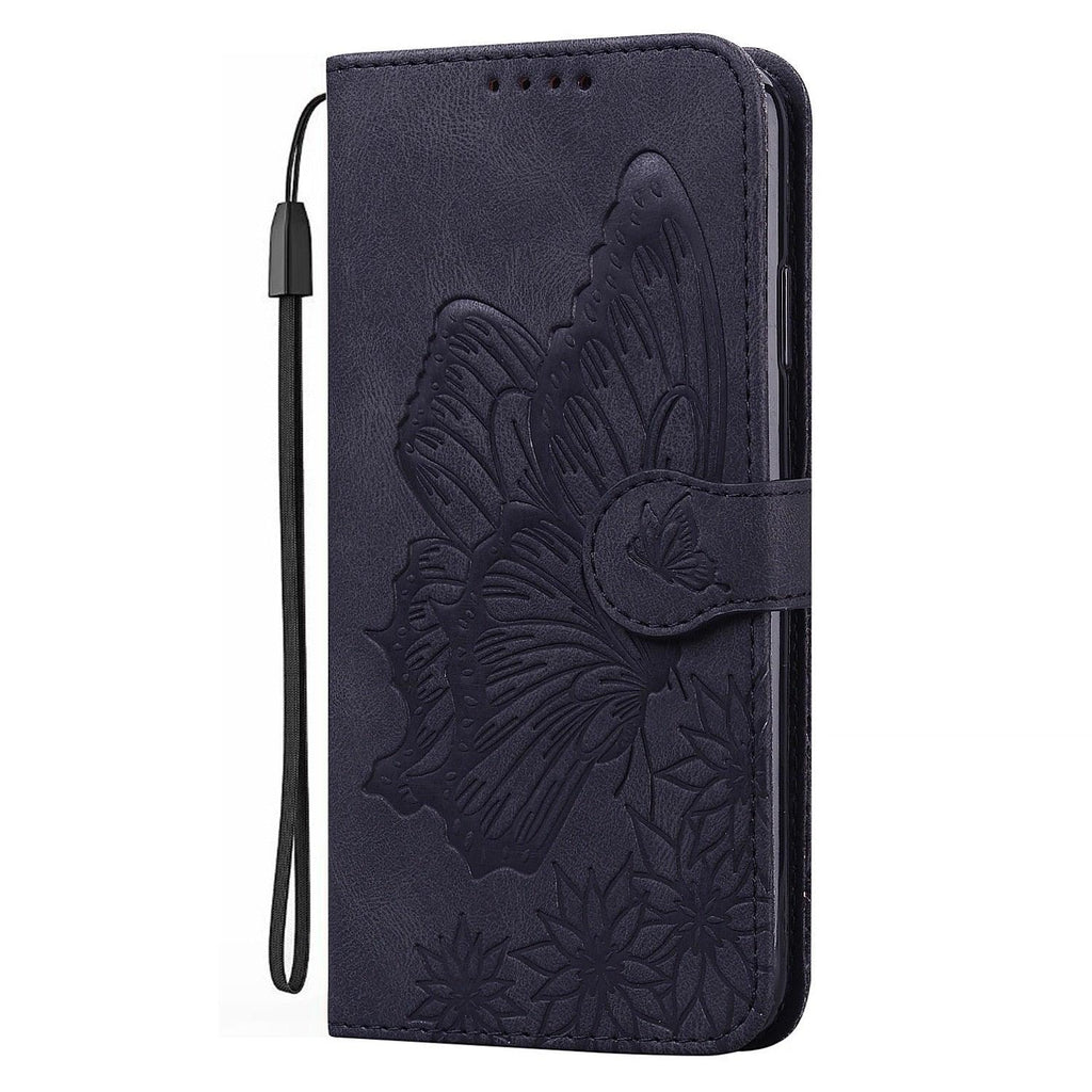 Étui portefeuille en cuir papillon pour iPhone 14 X XS XR 13 12 11 Pro Max 12 MINI, étui portefeuille en cuir PU motif papillon et fleurs, étui à rabat magnétique antichoc.