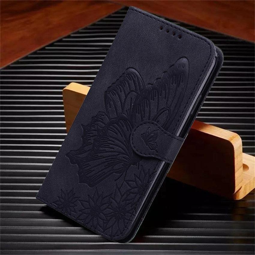 Étui portefeuille en cuir papillon pour iPhone 14 X XS XR 13 12 11 Pro Max 12 MINI, étui portefeuille en cuir PU motif papillon et fleurs, étui à rabat magnétique antichoc.