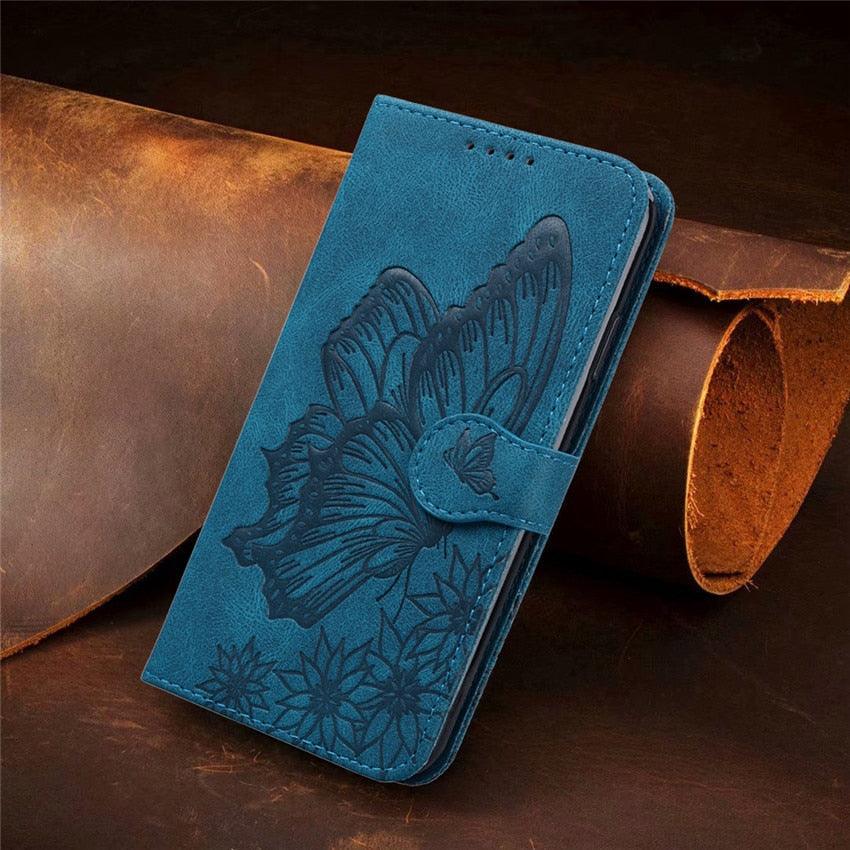Étui portefeuille en cuir papillon pour iPhone 14 X XS XR 13 12 11 Pro Max 12 MINI, étui portefeuille en cuir PU motif papillon et fleurs, étui à rabat magnétique antichoc.