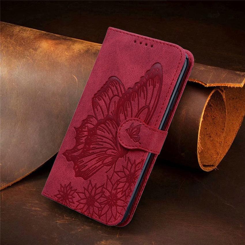 Étui portefeuille en cuir papillon pour iPhone 14 X XS XR 13 12 11 Pro Max 12 MINI, étui portefeuille en cuir PU motif papillon et fleurs, étui à rabat magnétique antichoc.