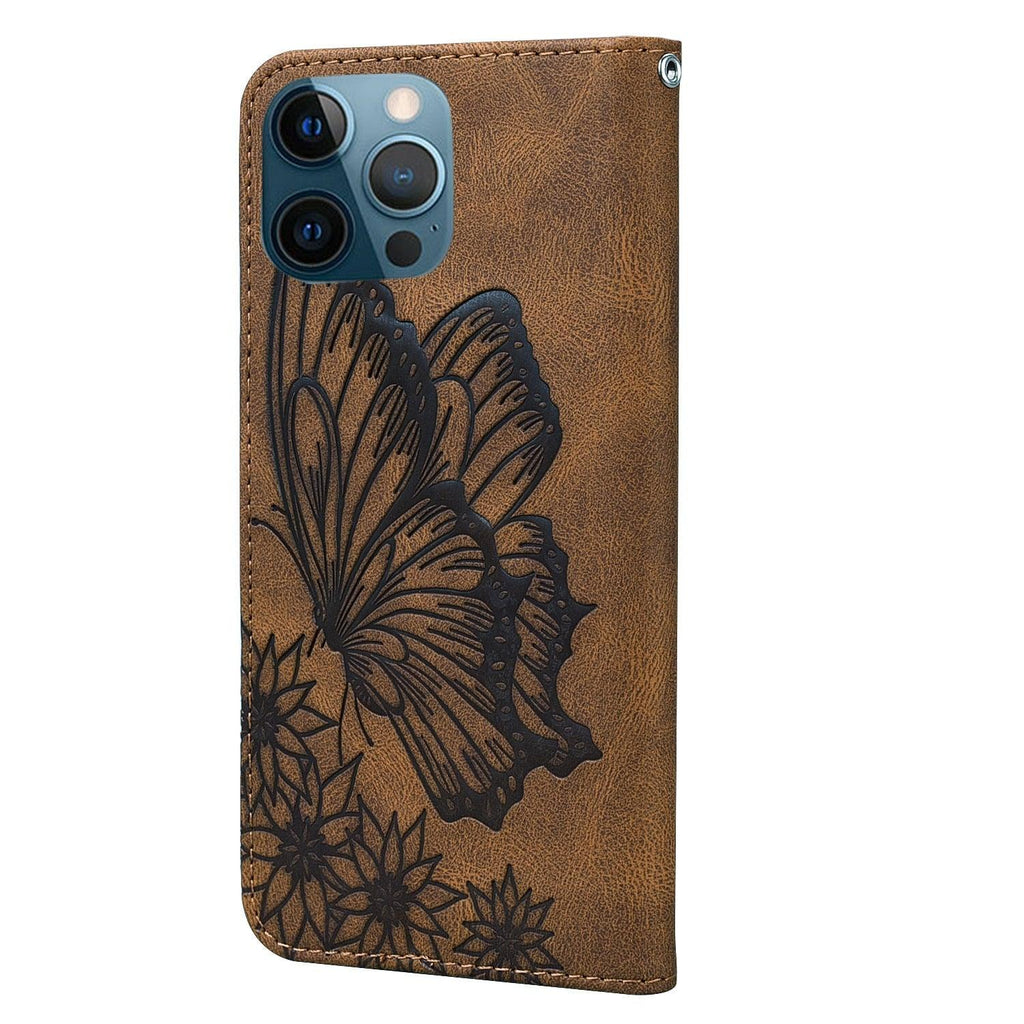 Étui portefeuille en cuir papillon pour iPhone 14 X XS XR 13 12 11 Pro Max 12 MINI, étui portefeuille en cuir PU motif papillon et fleurs, étui à rabat magnétique antichoc.