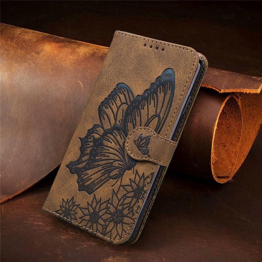 Étui portefeuille en cuir papillon pour iPhone 14 X XS XR 13 12 11 Pro Max 12 MINI, étui portefeuille en cuir PU motif papillon et fleurs, étui à rabat magnétique antichoc.