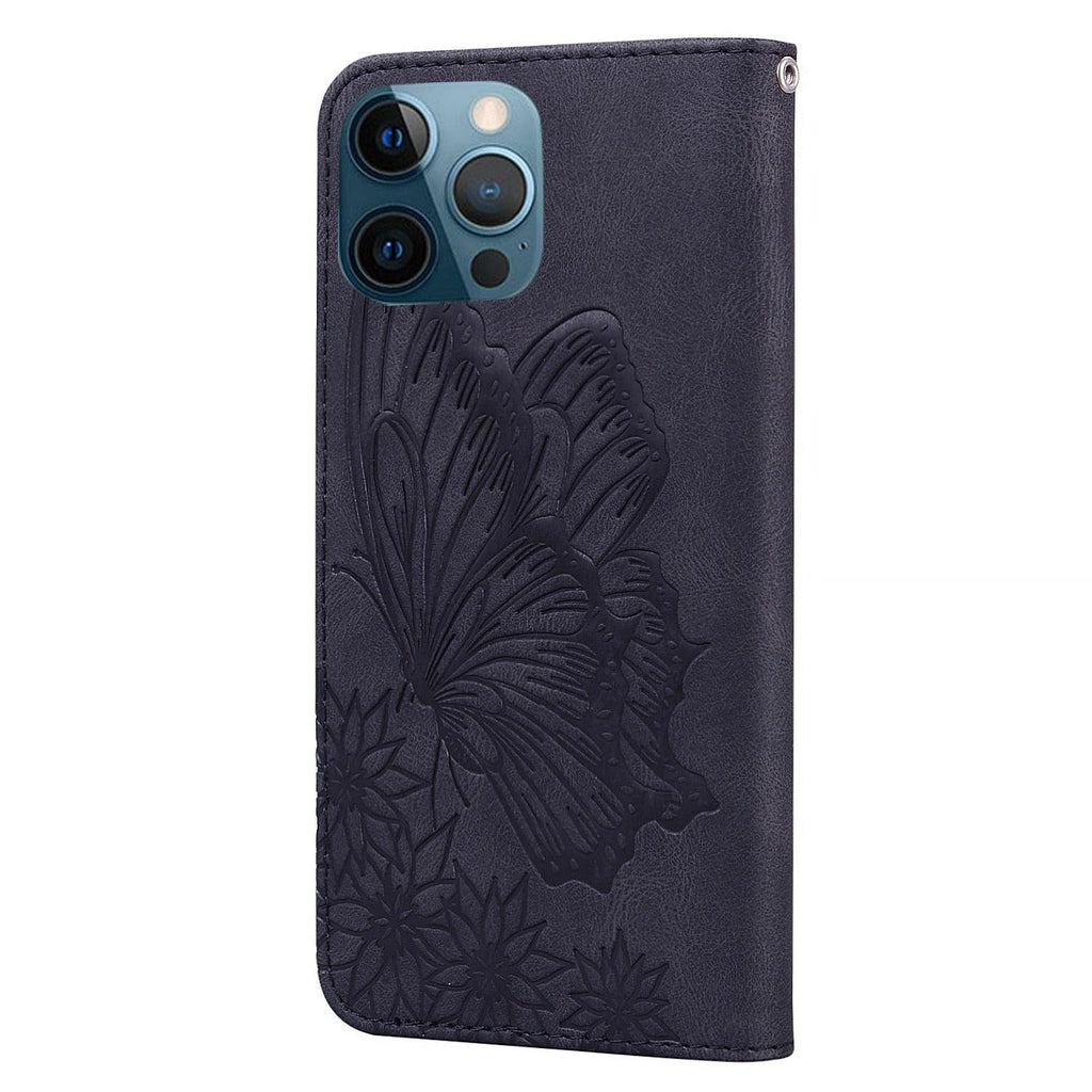 Étui portefeuille en cuir papillon pour iPhone 14 X XS XR 13 12 11 Pro Max 12 MINI, étui portefeuille en cuir PU motif papillon et fleurs, étui à rabat magnétique antichoc.