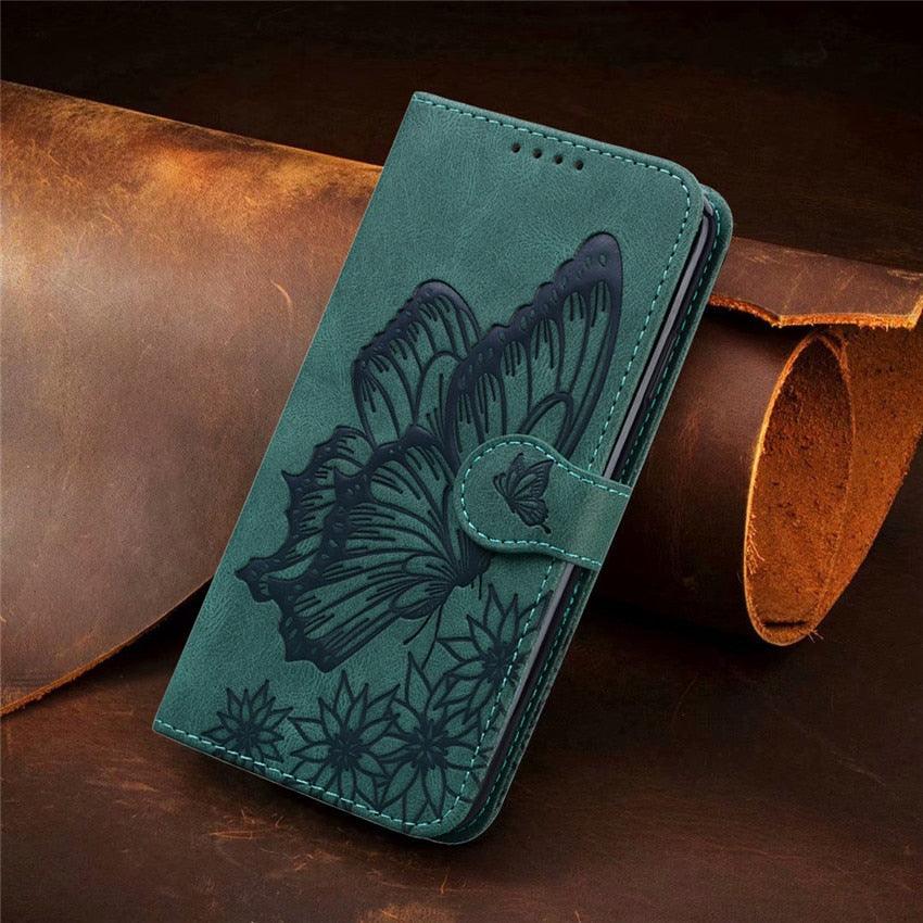 Étui portefeuille en cuir papillon pour iPhone 14 X XS XR 13 12 11 Pro Max 12 MINI, étui portefeuille en cuir PU motif papillon et fleurs, étui à rabat magnétique antichoc.