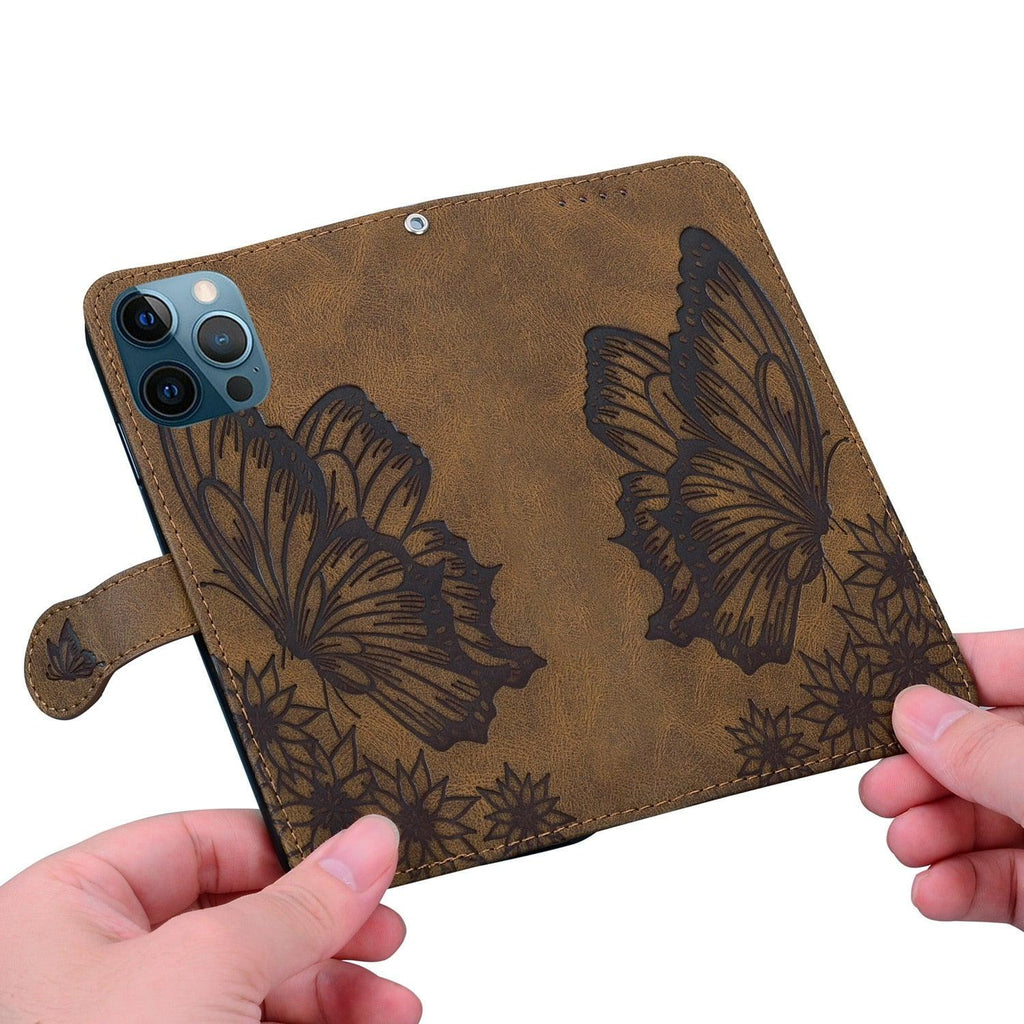 Étui portefeuille en cuir papillon pour iPhone 14 X XS XR 13 12 11 Pro Max 12 MINI, étui portefeuille en cuir PU motif papillon et fleurs, étui à rabat magnétique antichoc.