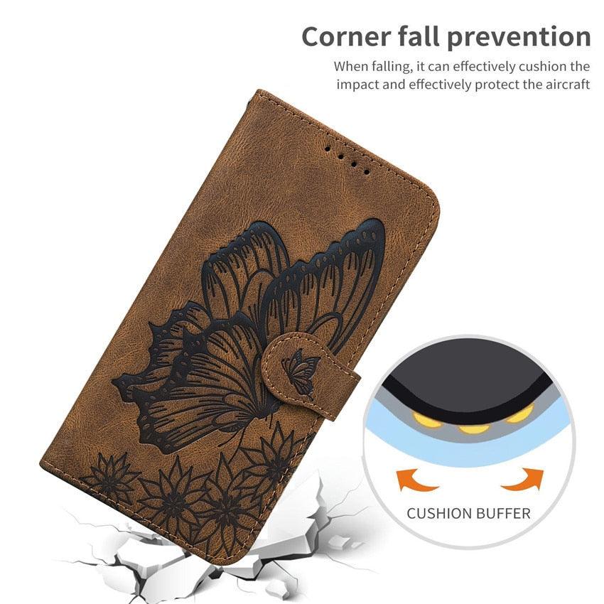 Étui portefeuille en cuir papillon pour Xiaomi Mi11 Redmi Note 9T 9 9A 9S 8 Pro 8A POCO X3 NFC M3 F3 10 Pro Lite, étui portefeuille en cuir rétro à rabat magnétique pour téléphone portable