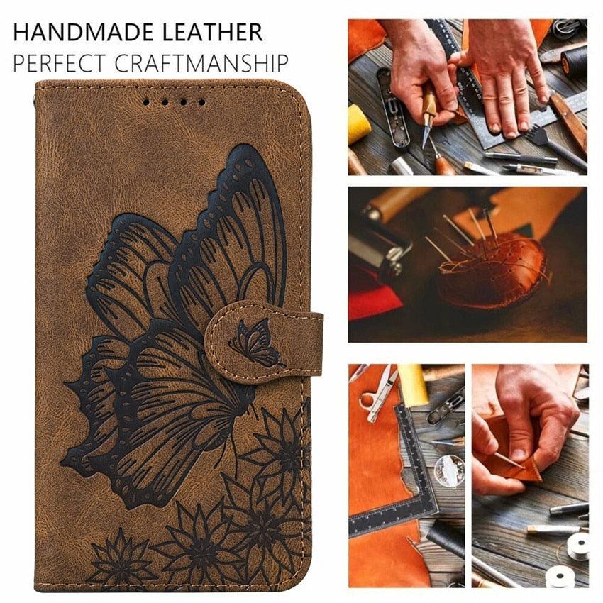 Étui portefeuille en cuir papillon pour Xiaomi Mi11 Redmi Note 9T 9 9A 9S 8 Pro 8A POCO X3 NFC M3 F3 10 Pro Lite, étui portefeuille en cuir rétro à rabat magnétique pour téléphone portable