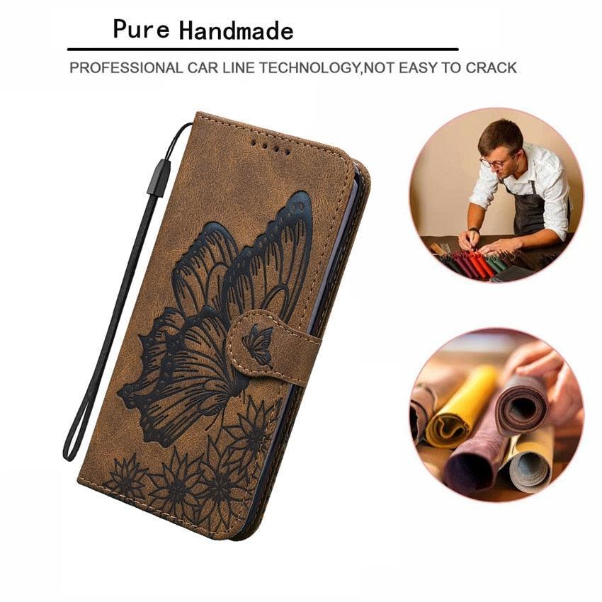 Étui portefeuille en cuir papillon pour Xiaomi Mi11 Redmi Note 9T 9 9A 9S 8 Pro 8A POCO X3 NFC M3 F3 10 Pro Lite, étui portefeuille en cuir rétro à rabat magnétique pour téléphone portable