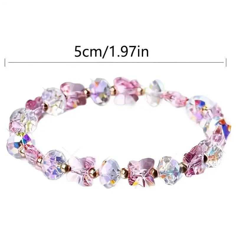 Bracelet breloque papillon en cristal artificiel perlé