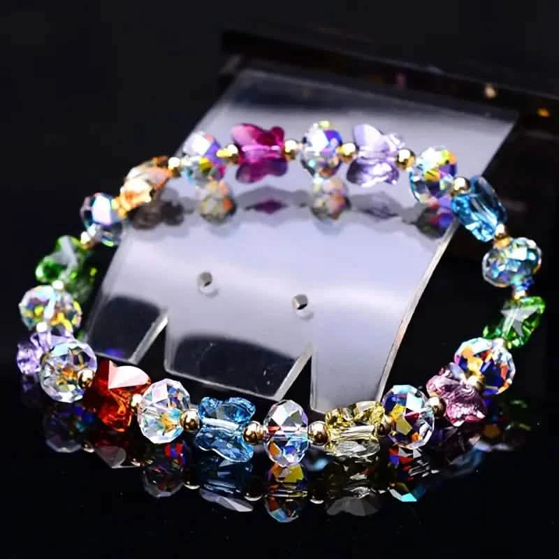 Bracelet breloque papillon en cristal artificiel perlé