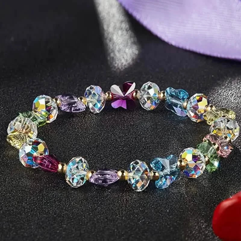 Bracelet breloque papillon en cristal artificiel perlé