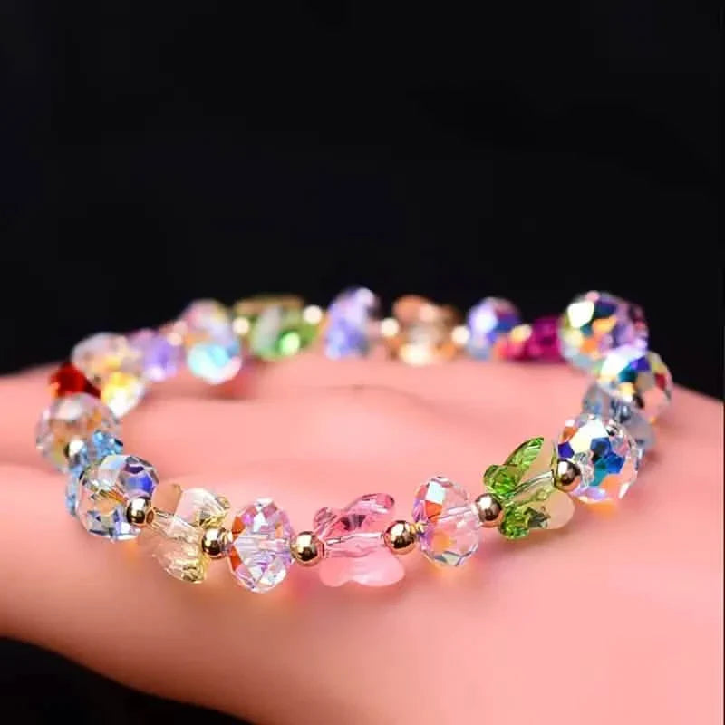 Bracelet breloque papillon en cristal artificiel perlé