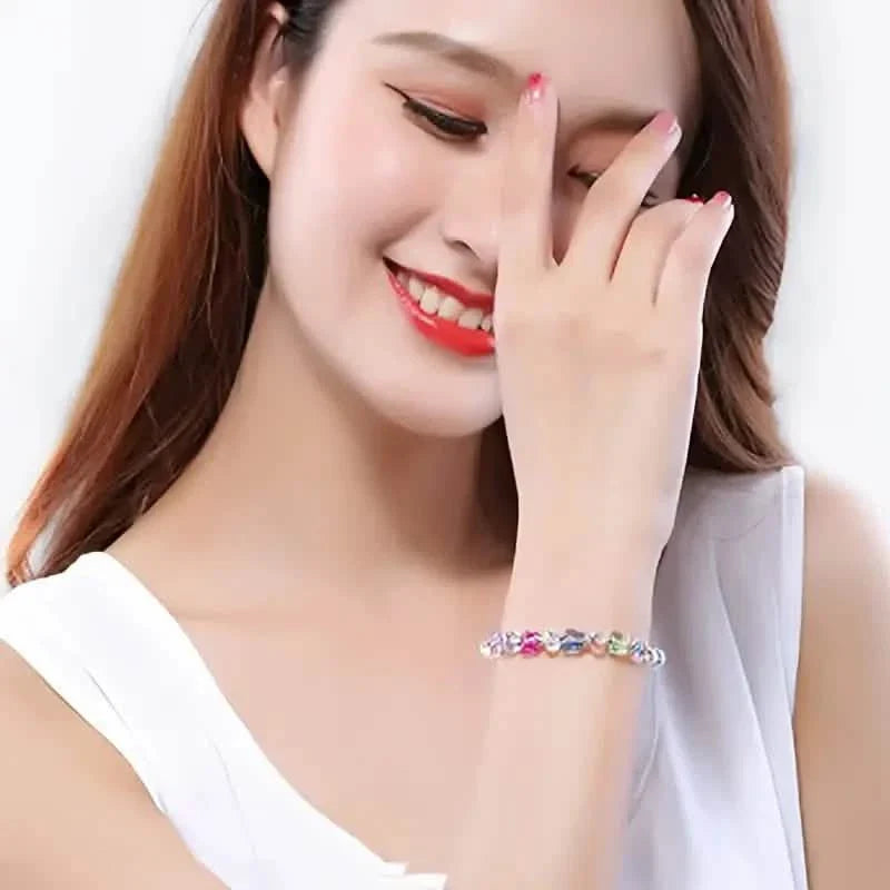 Bracelet breloque papillon en cristal artificiel perlé