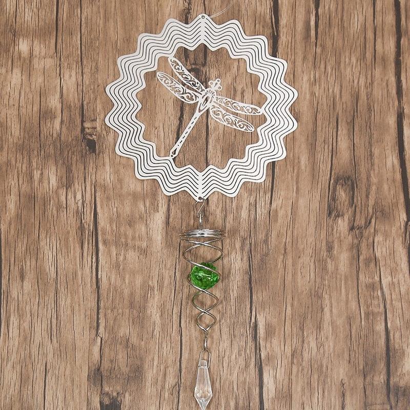 Carillon éolien papillon avec boule à facettes, queue en spirale, métal 3D rotatif, papillon en acier inoxydable, carillon éolien en métal, pendentif de Noël, carillon en spirale à suspendre, décoration de jardin, cour, maison