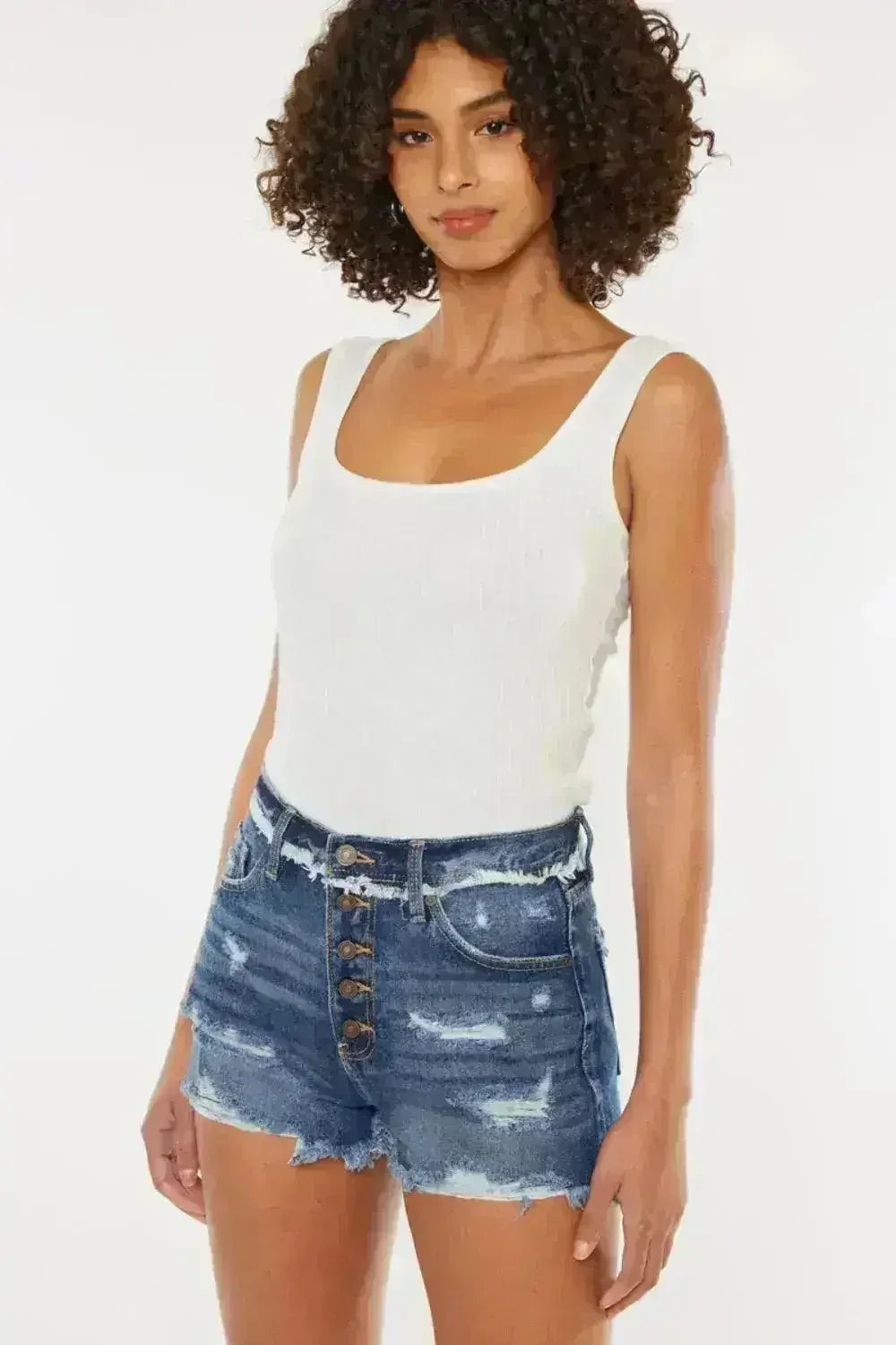 Shorts en jean Kancan déchirés à braguette boutonnée