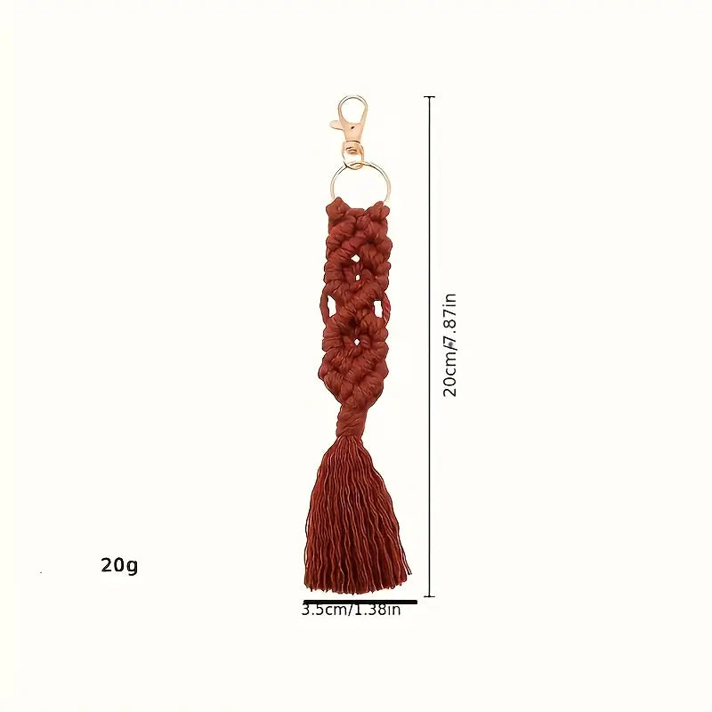 Porte-clés Macramé – Bijou de Sac - Pompon en Coton Fait Main (Couleur Aléatoire)