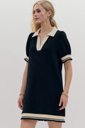 Robe Courte Tendance à Manches Courtes Contrastées, Douce et Confortable, Décontractée pour Femmes