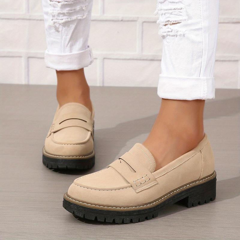 Mocassins Femme à Semelle Épaisse Couleur Unie | Ballerines Chunky Tendance