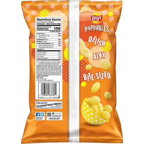 Snacks de pommes de terre Lays Poppables saveur cheddar blanc, 142 g