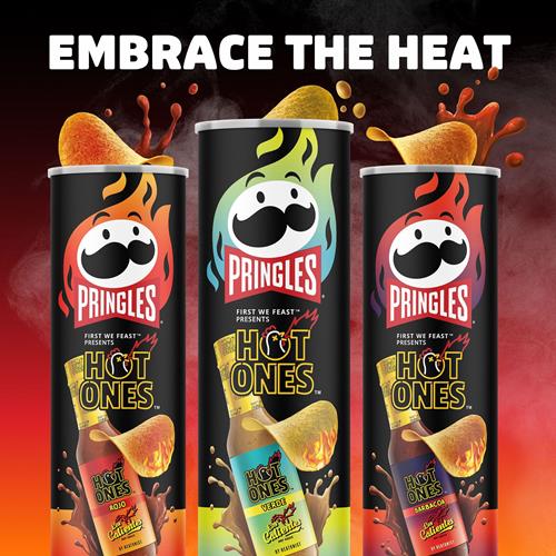 Pringles Hot Ones Los Calientes Chips de pommes de terre croustillantes, Verde, Snacks épicés, Inspiré de la sauce piquante, Boîte de 156g (1 boîte) ?