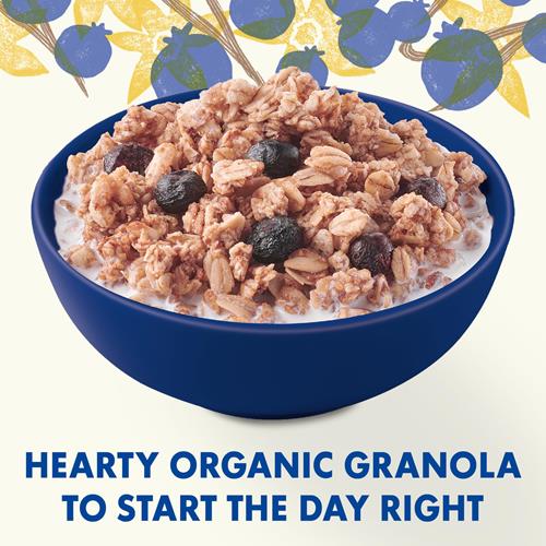 Cascadian Farm Granola biologique sans sucre ajouté, Céréales Myrtille Vanille, Sachet refermable, 312 g.