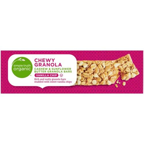 Barres énergétiques au beurre de cajou et de tournesol à la vanille et aux pépites de chocolat biologique Simple Truth, 5 unités