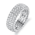 Bague éternité à cinq rangs plaquée or blanc 18 carats fabriquée avec des éléments Swarovski