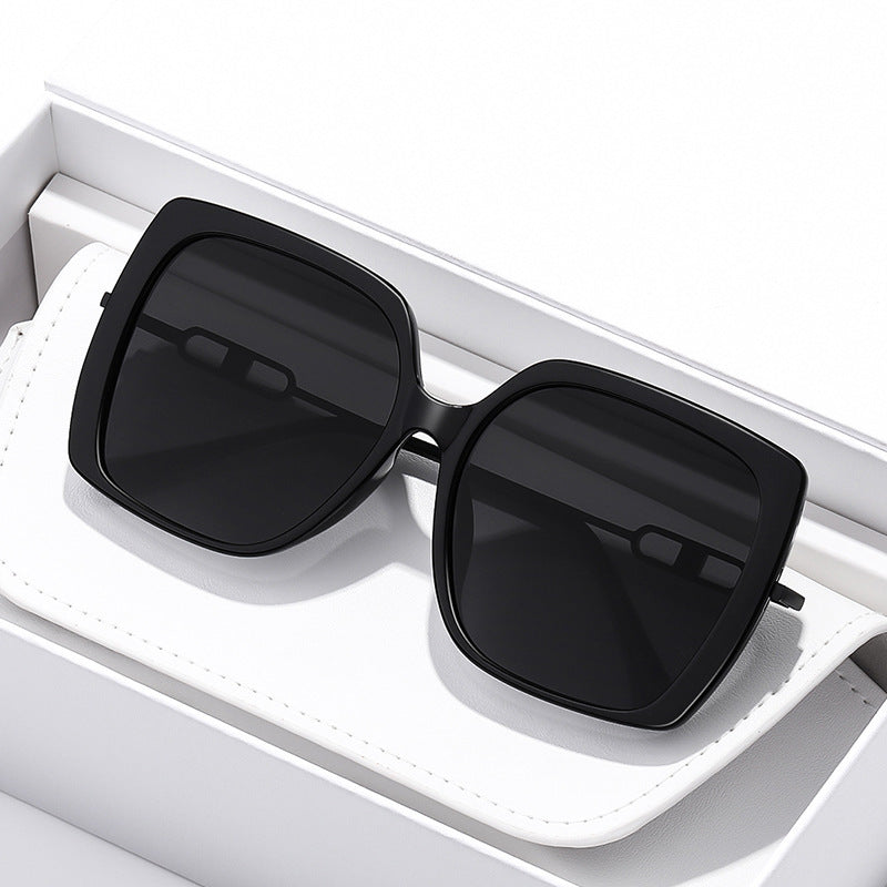 Lunettes de soleil polarisées à grande monture métallique – Lunettes de conduite surdimensionnées