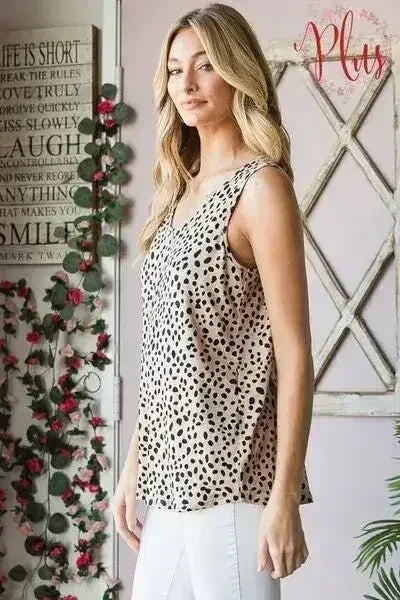 Haut sans manches Heimish à imprimé animalier, boutonné sur le devant, taille plus