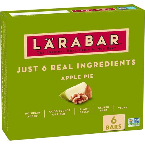 Larabar Tarte aux pommes, Barres aux fruits et noix végétaliennes sans gluten, Barres de 45 g, Lot de 6