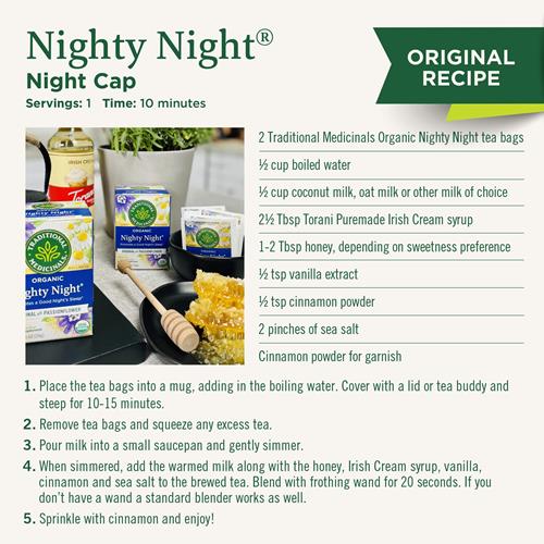 Traditional Medicinals Thé biologique Nuit tranquille Extra avec racine de valériane pour la relaxation, 16 sachets de thé (Paquet de 1)