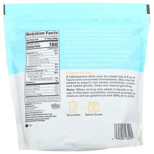 Graines de Chia Noires Whole Foods Market, 907 g
