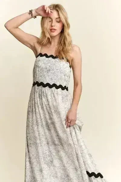 Robe longue camisole fleurie - Robe d'été à bretelles réglables | Femstylo
