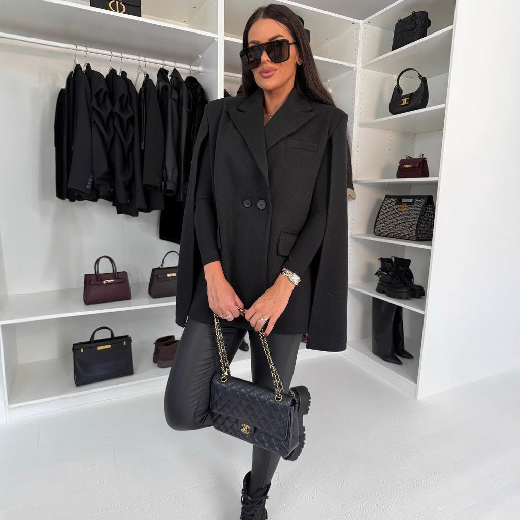 Manteau châle uni pour femme – Vêtement d'extérieur ample à envelopper