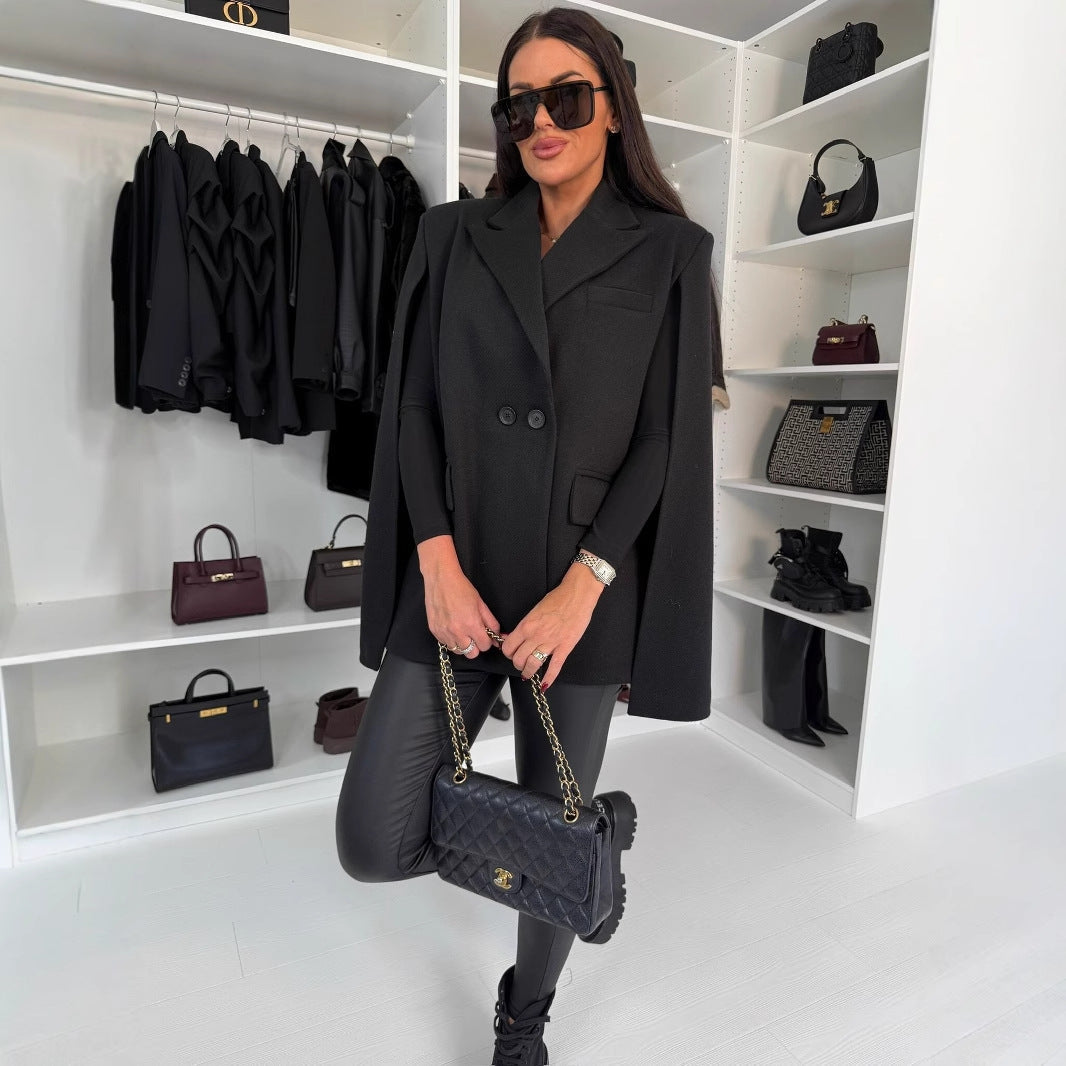 Manteau châle uni pour femme – Vêtement d'extérieur ample à envelopper