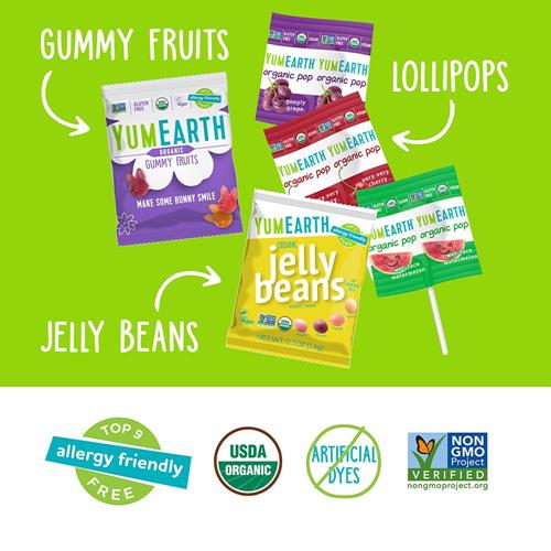 Yumearth Boîte Assortiment de Bonbons Bio de Pâques, 266g - Fruits Gommeux Bio, Haricots Gelifiés & Sucettes - Saveurs de Fruits Printaniers - Sans Allergènes, Sans Gluten, Sans OGM, Végétalien, Sans Arômes ni Colorants Artificiels