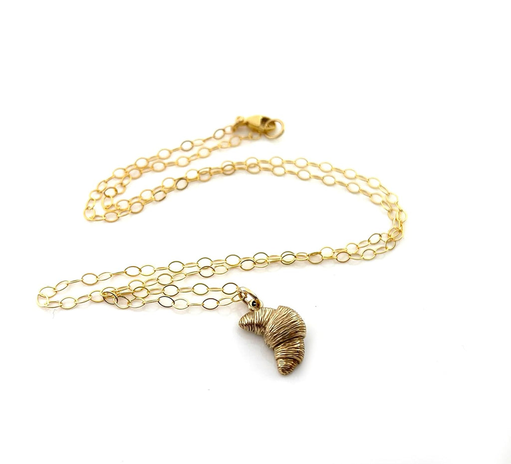 Dainty Croissant Charm Necklace – 14k Gold Filled | Handmade Foodie Gift
