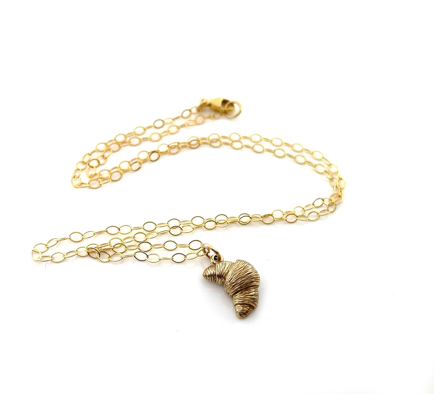 Dainty Croissant Charm Necklace – 14k Gold Filled | Handmade Foodie Gift