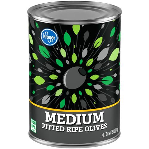 Olives noires mûres dénoyautées, taille moyenne, Kroger, 170 g