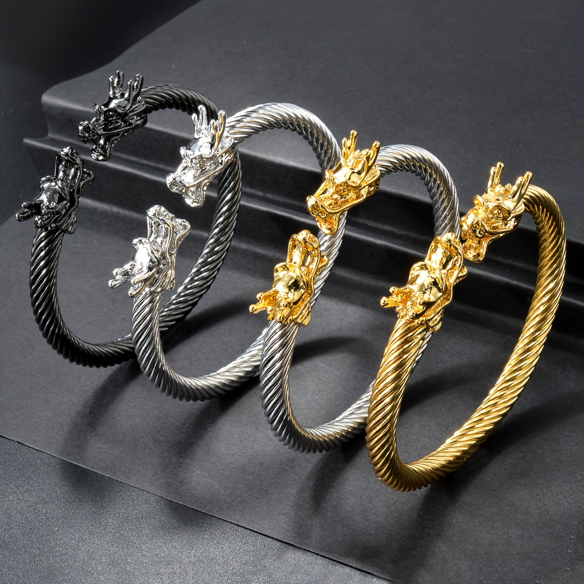 Bracelet en cuivre Double Dragon – Style Rock & Hip-Hop, Unisexe