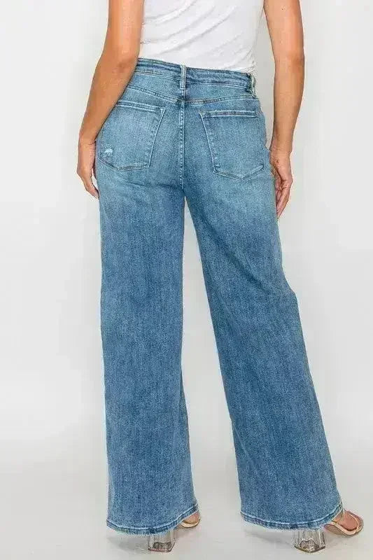 Jean bytos taille haute et coupe large avec poches