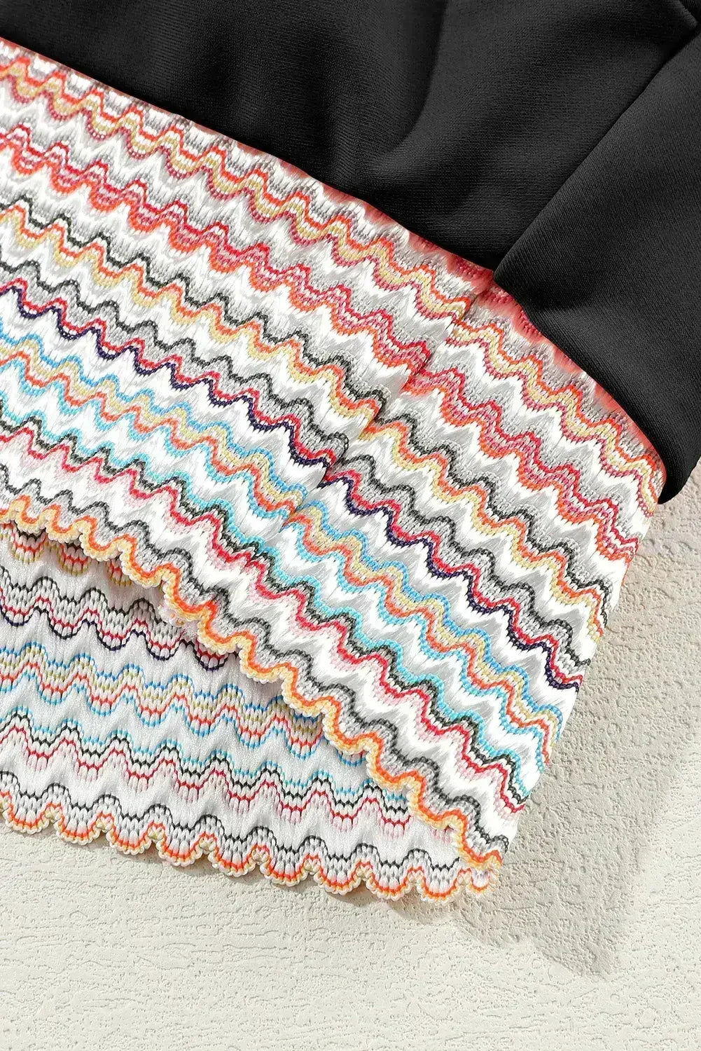 Ensemble bikini taille haute à fines bretelles patchwork rayé rose