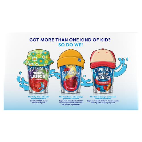 Capri Sun Roarin Waters Wild Cherry Flavored With Other Natural Flavor Water Beverage, 10 Ct Box, 6 Fl Oz Drink Pouches