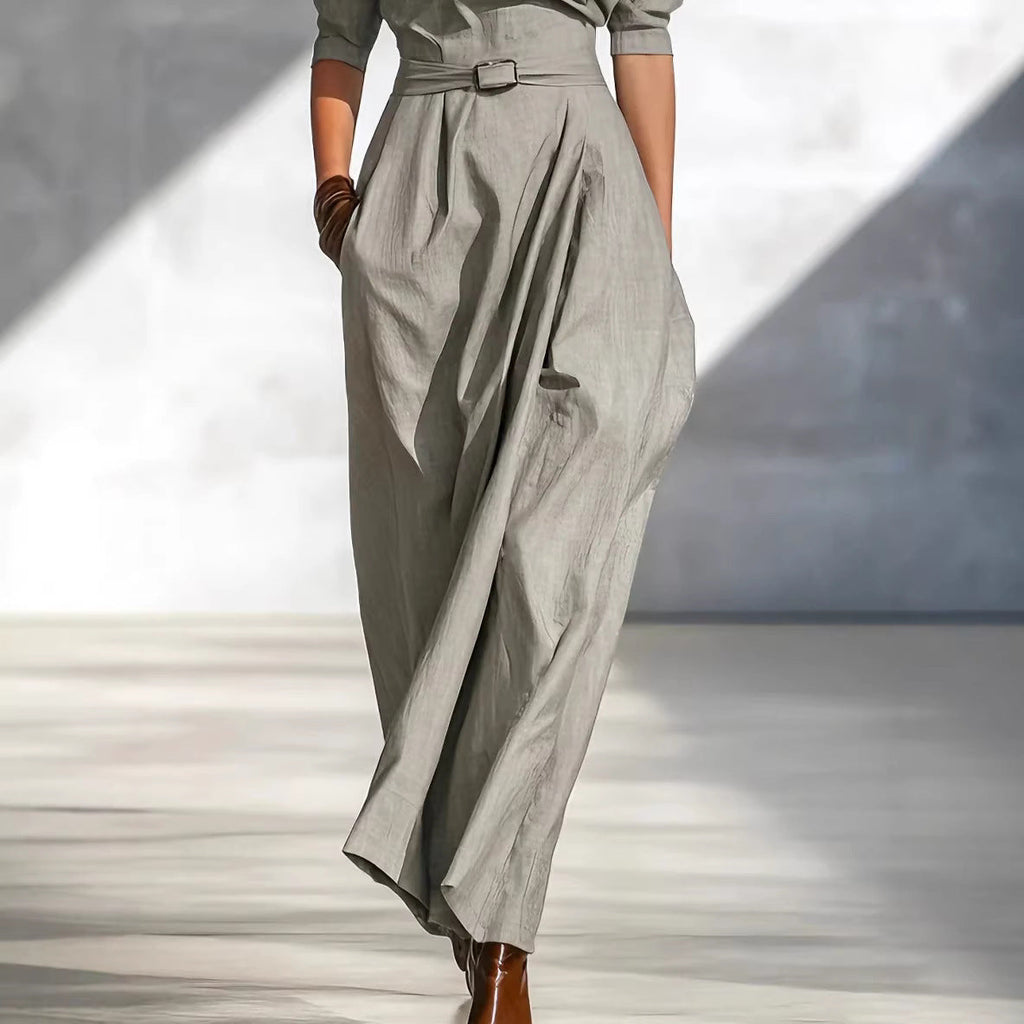 Robe longue asymétrique pour femme – Modèle à épaule unique et taille cintrée
