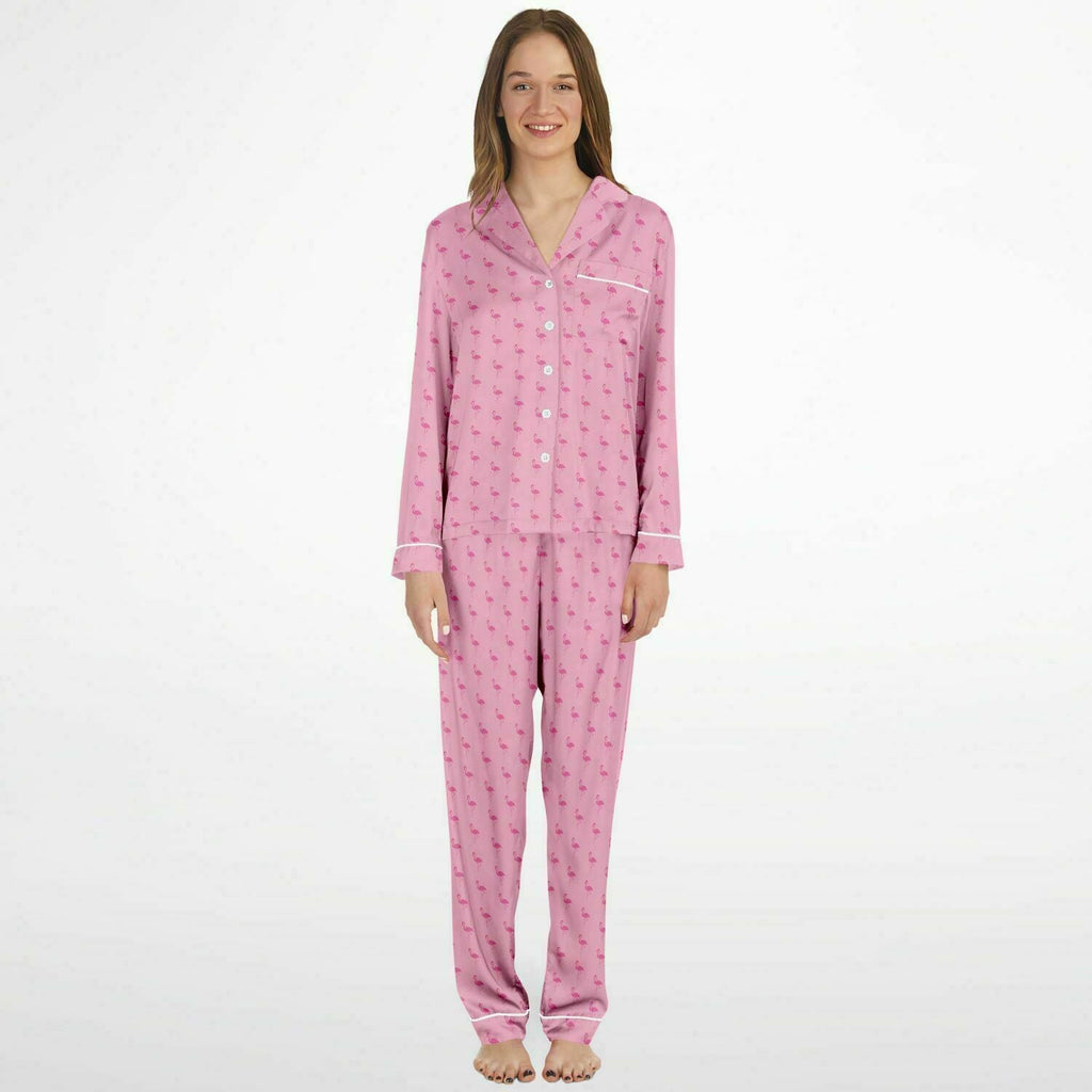Pyjama en satin simple flamant rose