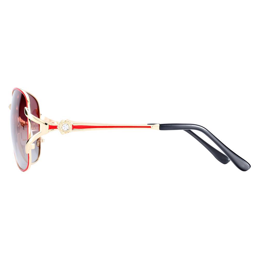Lunettes de soleil polarisées de luxe élégantes pour femme, monture ronde en métal de haute qualité