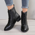 Bottes montantes en cuir zippées style britannique — Bottes de mode tendance pour femme